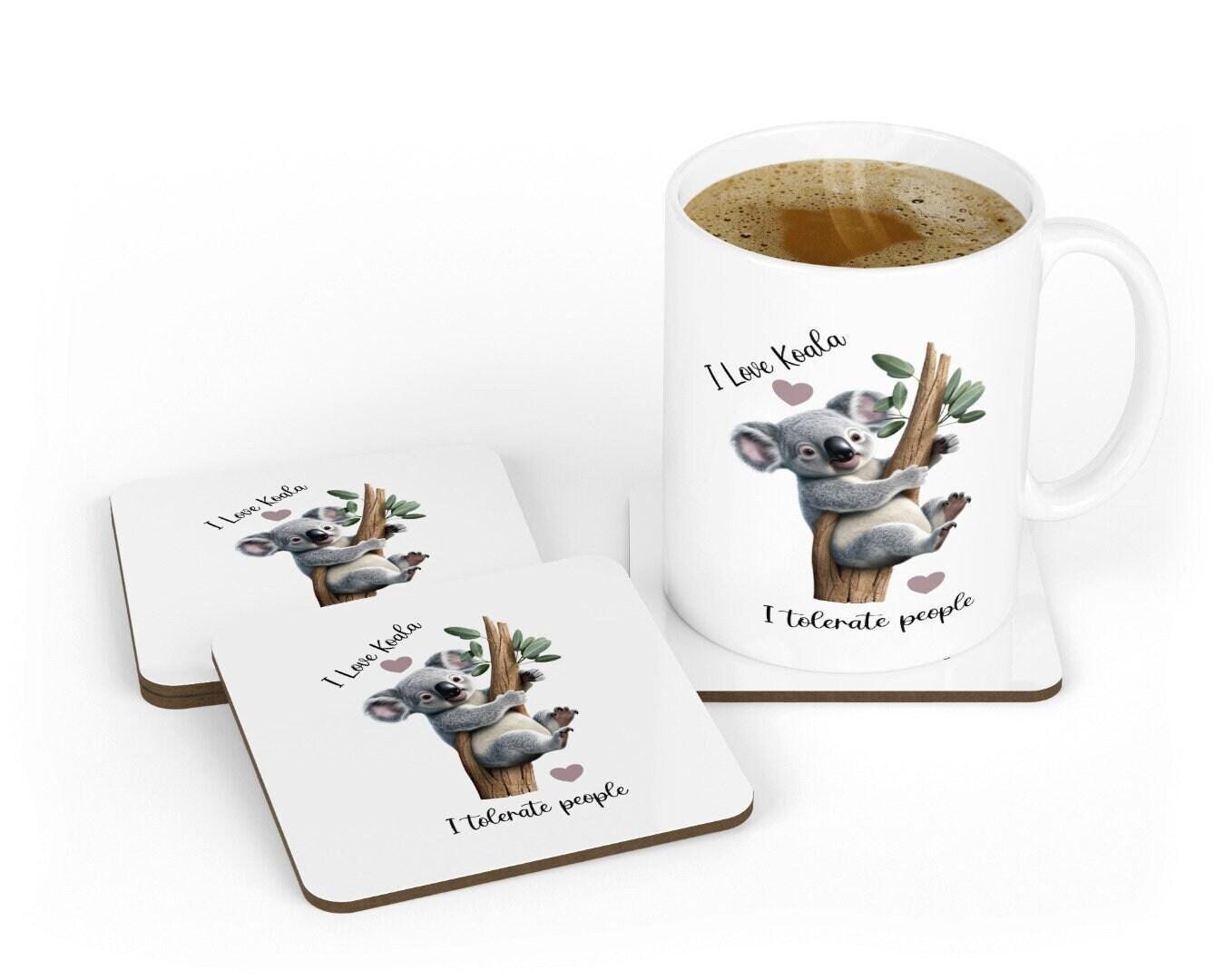 I Love Koala, I Tolerate People Mug & Coaster Set
