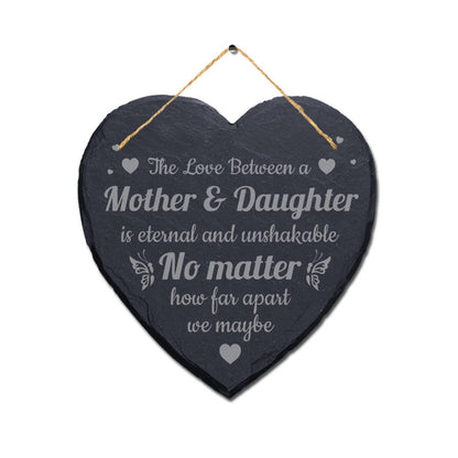 Engraved Heart Slate Plaque: Mother Daughter Gift with Jute Rope