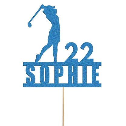 Custom Golf Cake Topper Personalised Lady Golfer Decoration  Golfing Theme Any Name & Age