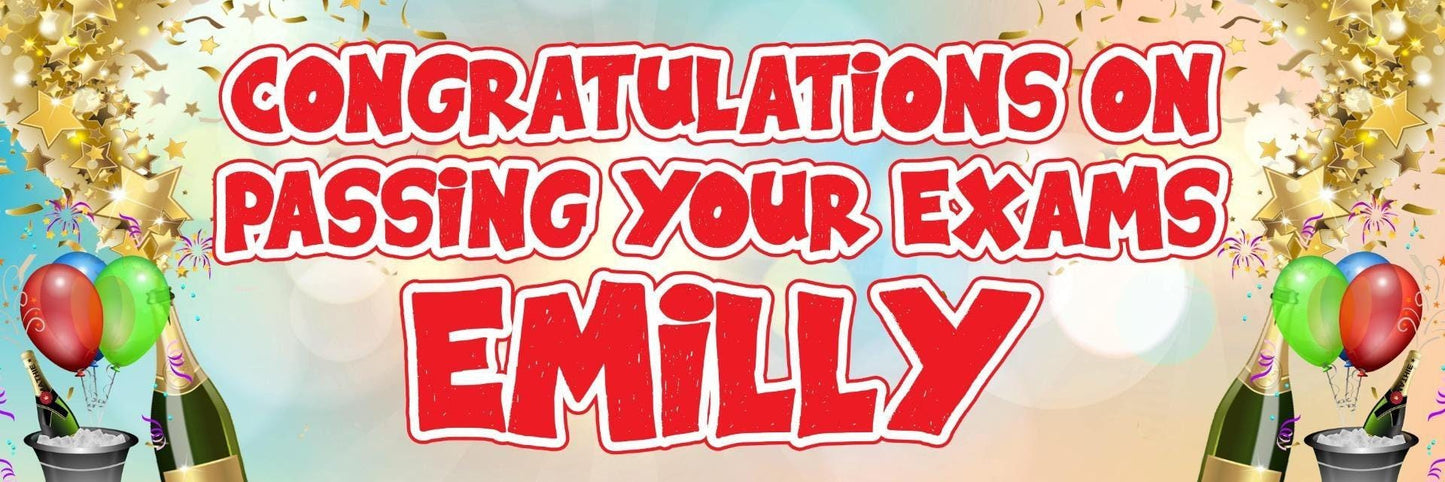 Personalised Congratulations Banner: New Job, Passing Exam, Champagne Theme (Set of 2)