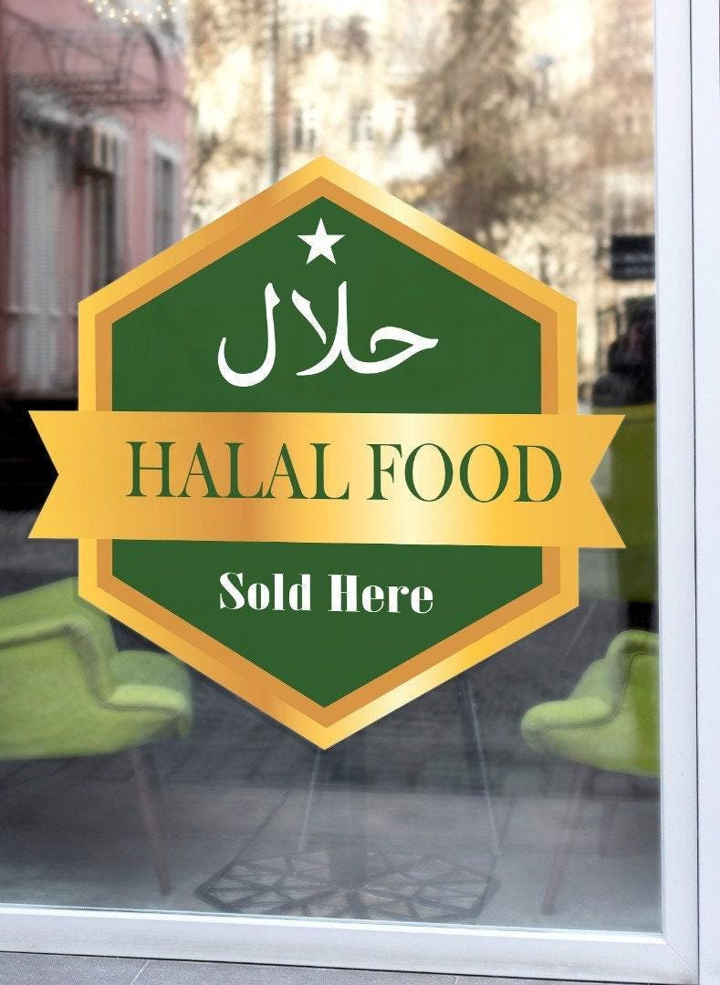 Halal Food Sold Here Window Sticker Restaurant Van Display Pos Window Halalfoodsticker
