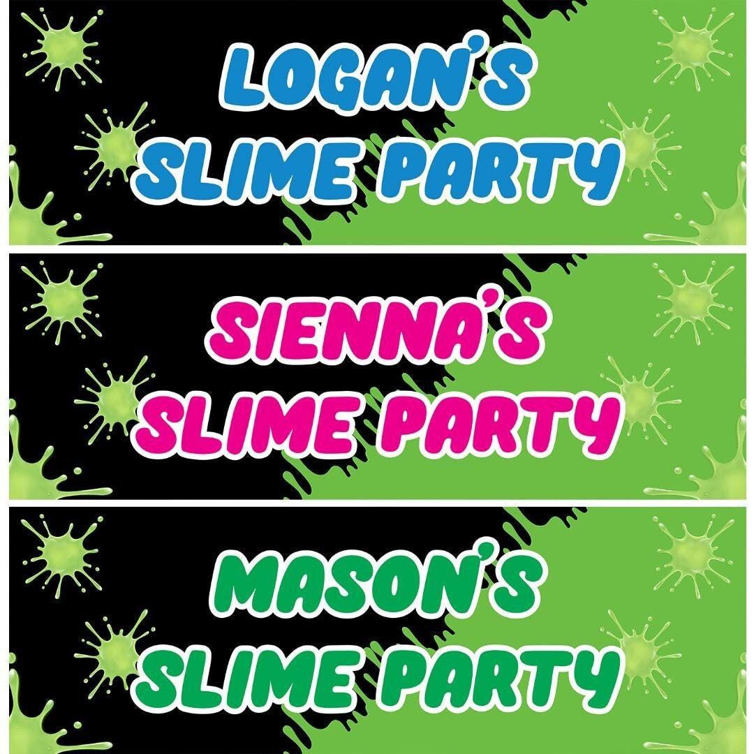 2 Personalised Green Slime Black Theme Party Celebration Banners Decor Posters