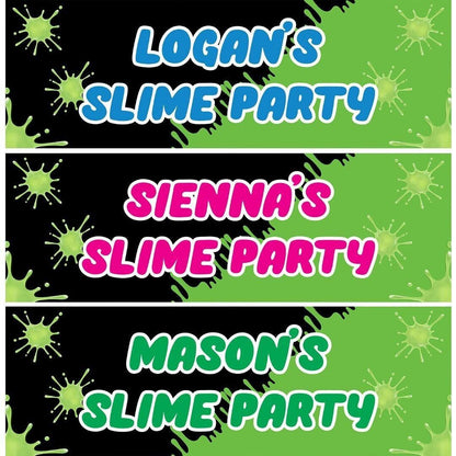 2 Personalised Green Slime Black Theme Party Celebration Banners Decor Posters