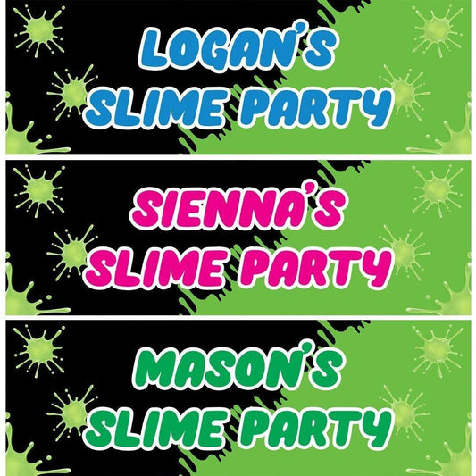 2 Personalised Green Slime Black Theme Party Celebration Banners Decor Posters