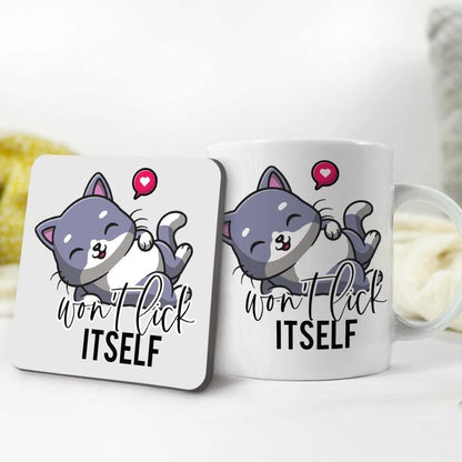 Funny Cat Mug & Coaster Set: Rude LGBT Gift