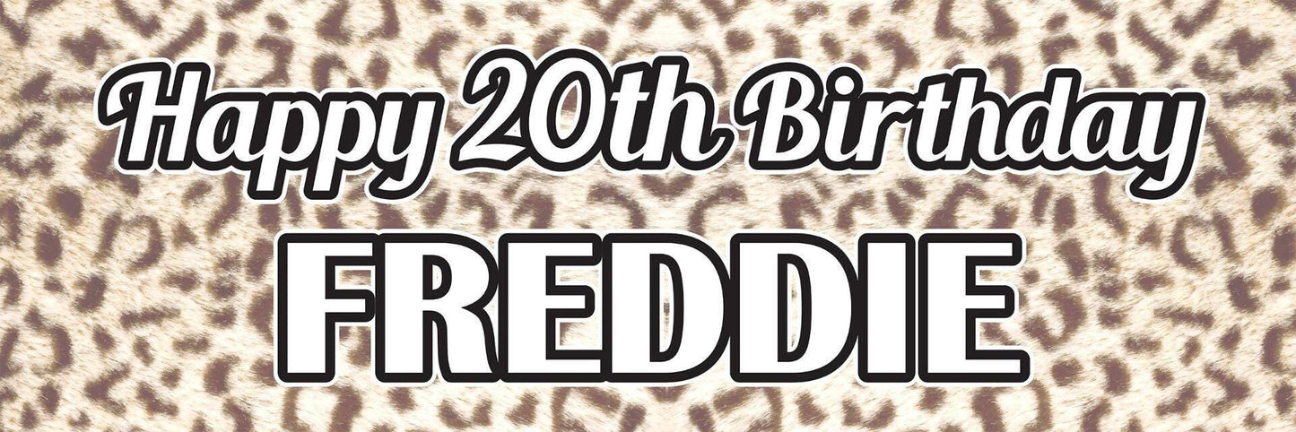 2 Personalised Leopard Print Birthday Celebration Banners Decoration Posters