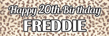 2 Personalised Leopard Print Birthday Celebration Banners Decoration Posters
