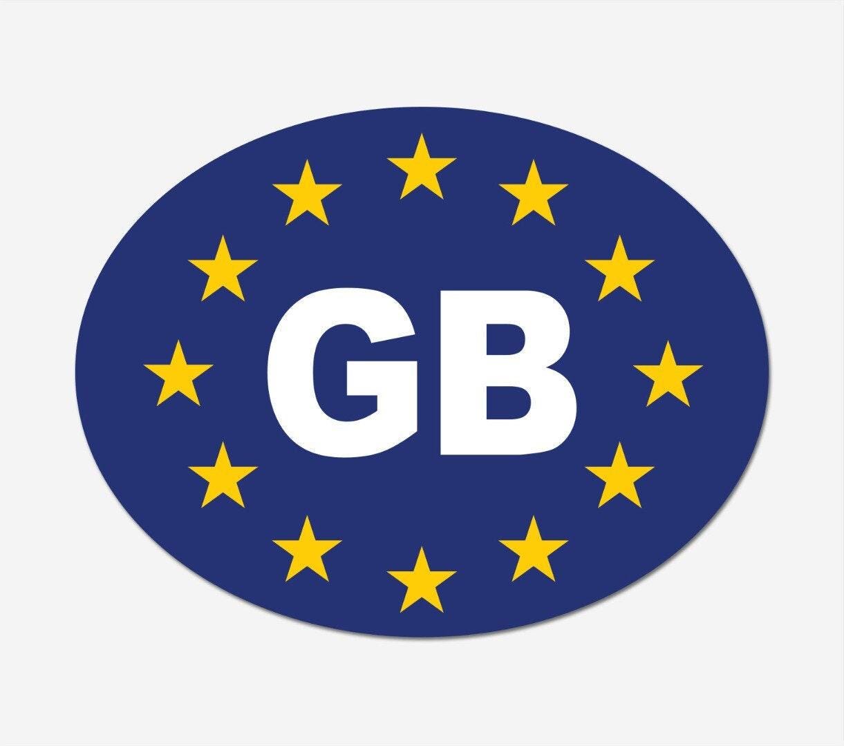 2 X Gb Blue Stars Oval Self-adhesive Car, Van, Lorry, Vinyl Sticker