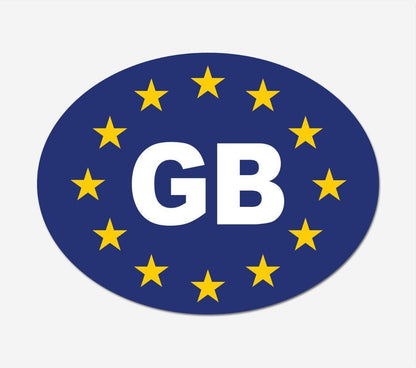 2 X Gb Blue Stars Oval Self-adhesive Car, Van, Lorry, Vinyl Sticker