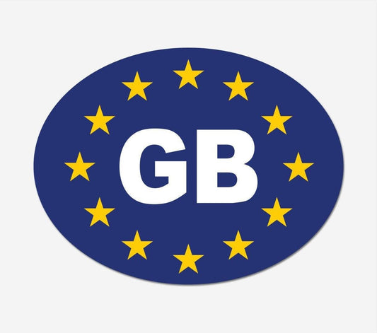 2 X Gb Blue Stars Oval Self-adhesive Car, Van, Lorry, Vinyl Sticker