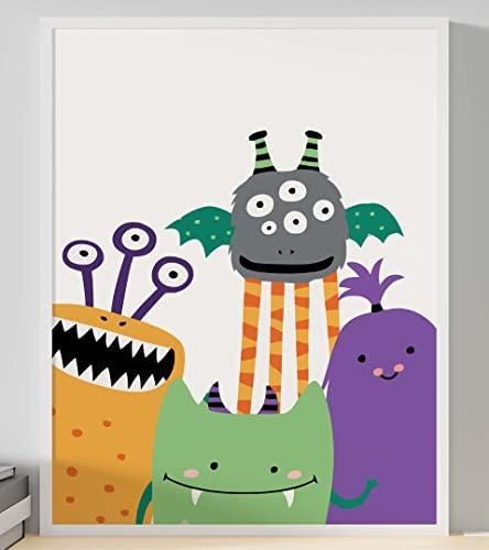 Monster Family Nursery Art Print, Playful Kids Room Decor