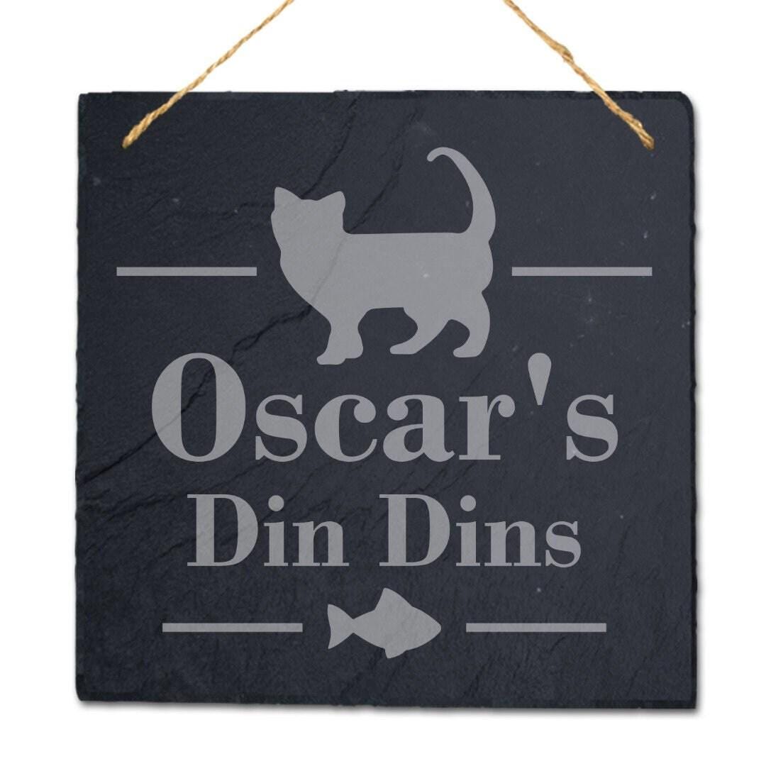Personalised Engraved Slate Cat Food Mat: Pet Placemat Tray