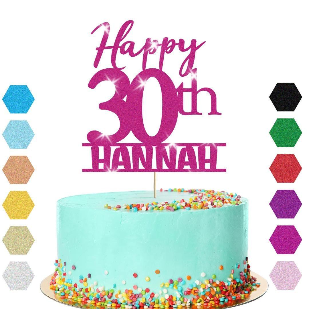 Personalised Name 30th Birthday Glitter Cake Topper Party Cake Decorations Gift