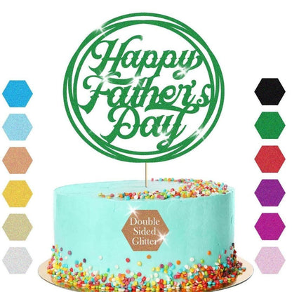 Happy Fathers Day Cake Topper: Dad Daddy Party Glitter Cake Decoration