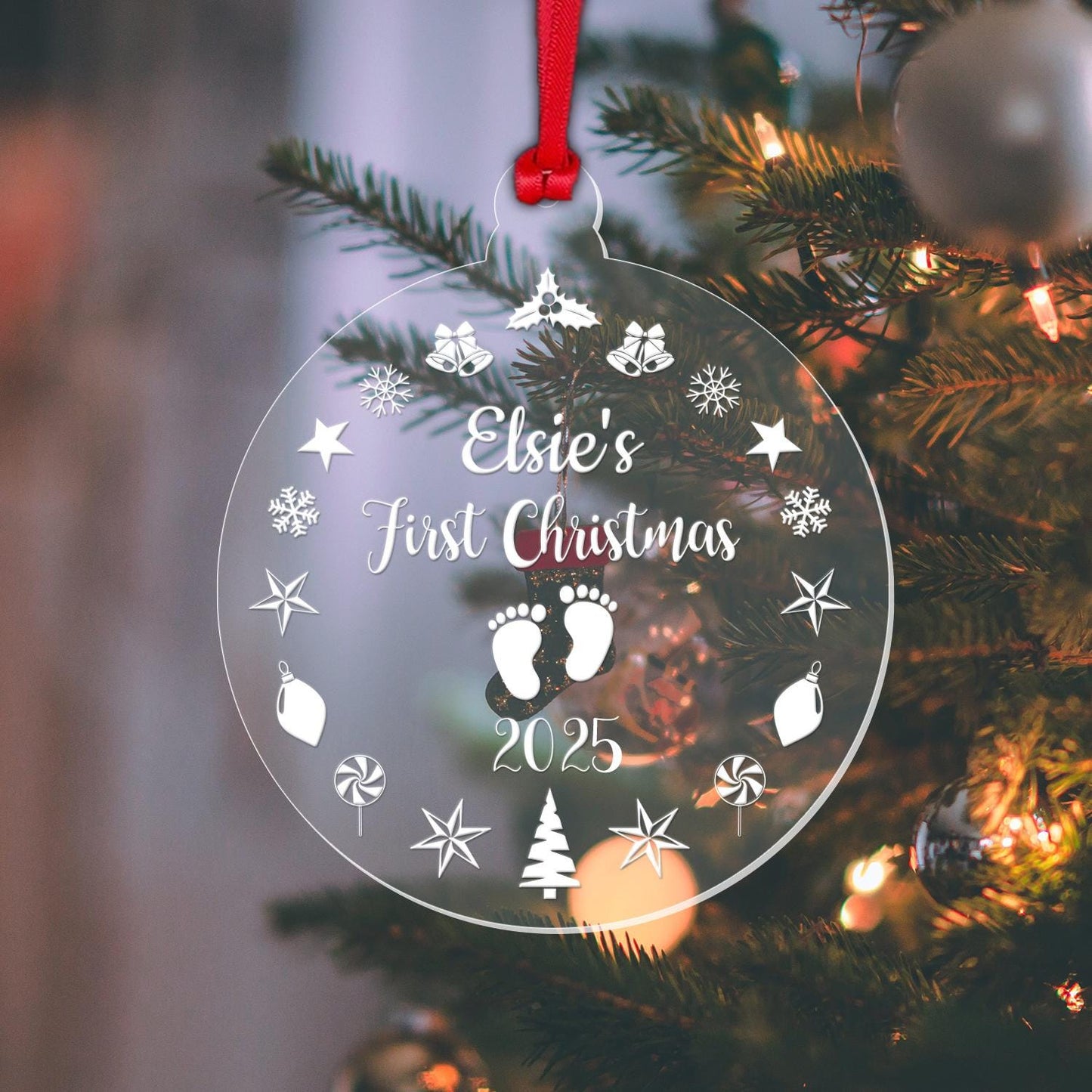 Personalised Babys First Christmas Bauble 1st Xmas Hanging Tree Decoration Gift