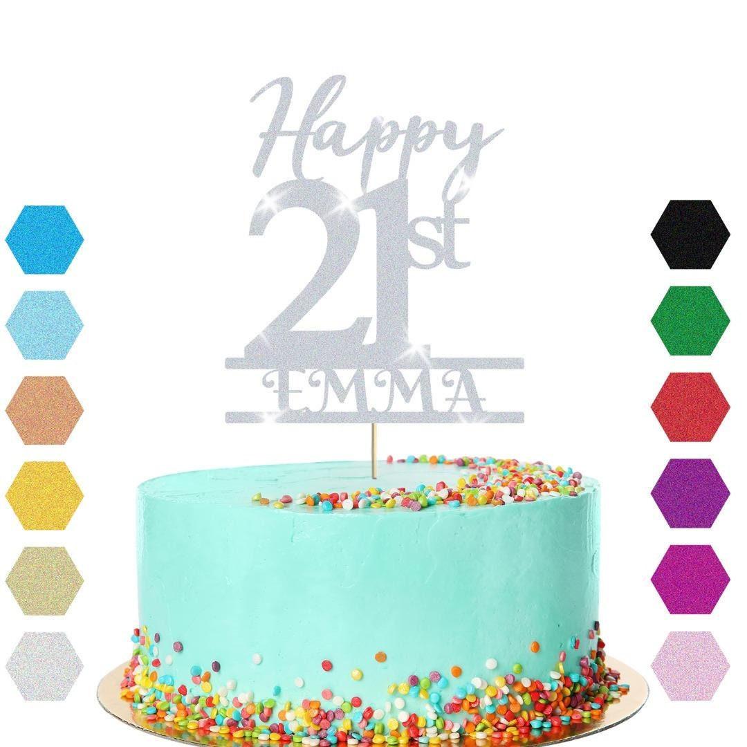 Personalised Name 21st Birthday Glitter Cake Topper Party Cake Decorations Gift