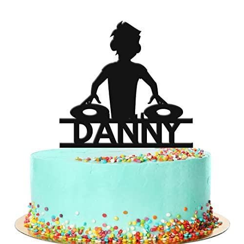Personalised Dj Birthday Cake Topper Any Name Age Music Decks Acrylic Decoration