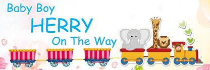 2 Personalised Baby Shower Banner Gender Reveal Party Celebration Girl Boy Announcement Posters