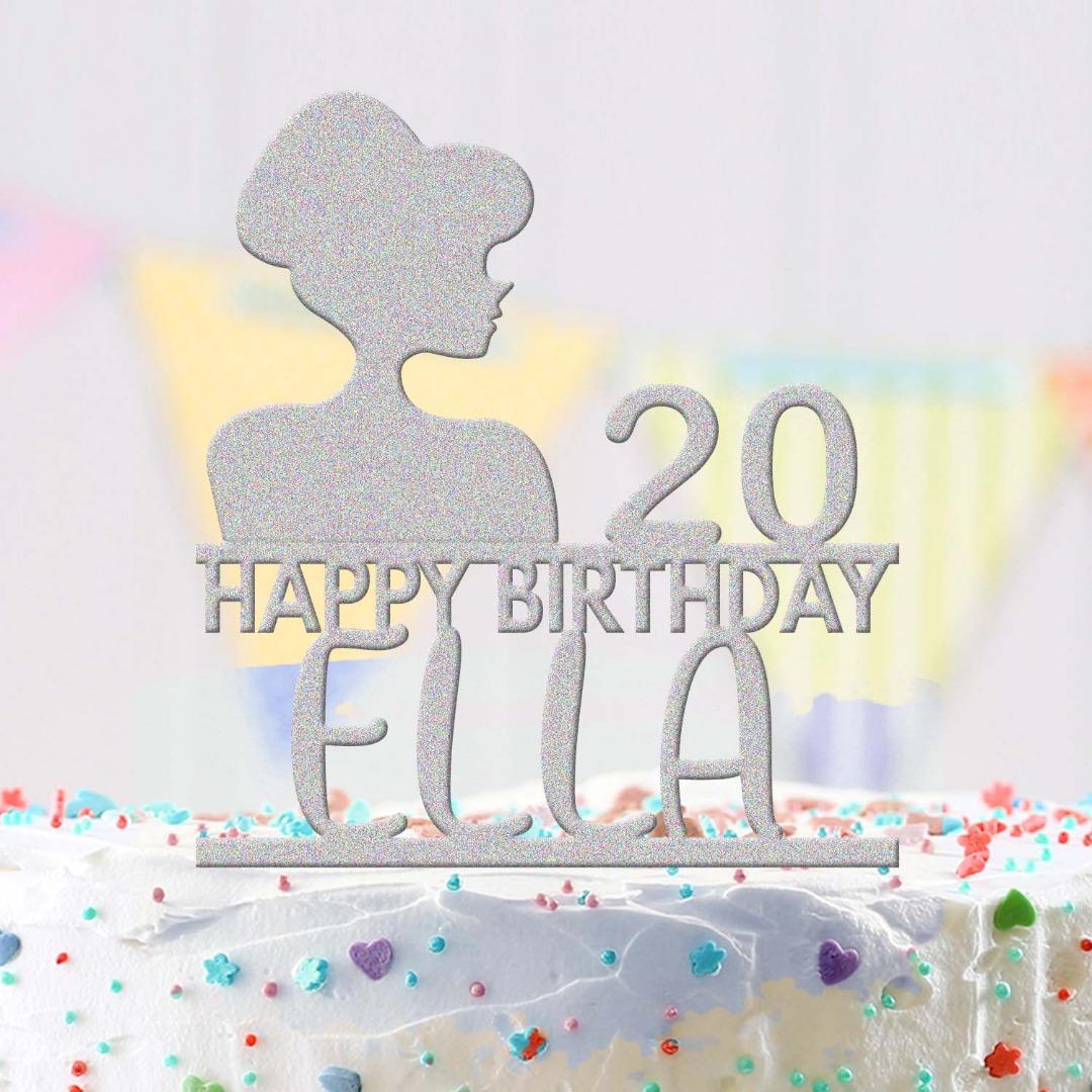 Personalised Acrylic Glamorous Girls Birthday Cake Topper Decoration Gift