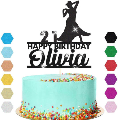 Dress Dancing Cake Topper Personalised Girls Birthday Decoration Any Name & Age