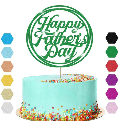 Happy Fathers Day Cake Topper: Dad Daddy Party Glitter Cake Decoration