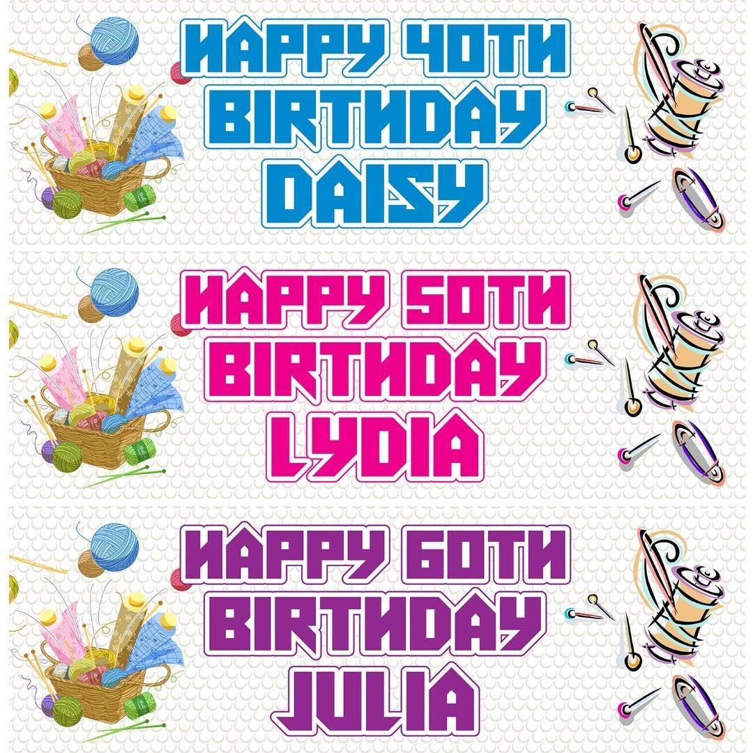 2 Personalised Knitting Birthday Party Celebration Banners Decoration Posters