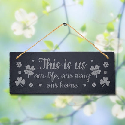 Laser Engraved Slate Home Plaque: This Is Us Design