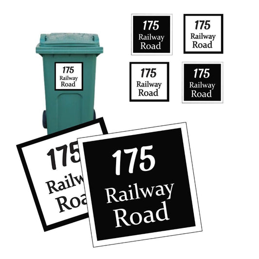 Personalised Wheelie Bin Sticker: Custom House Number, Street Name