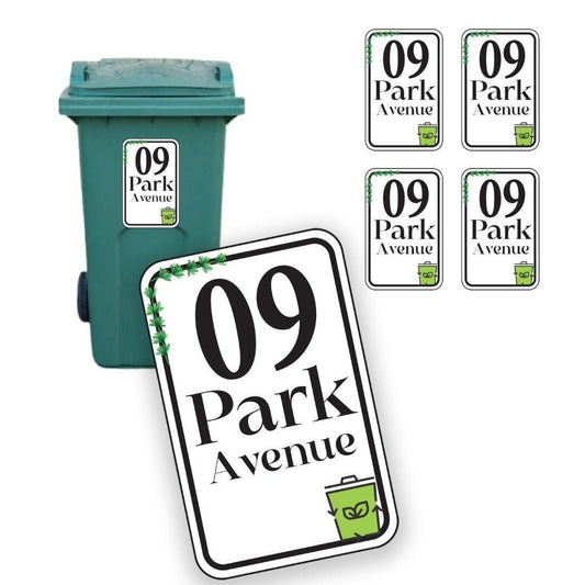 Personalised Wheelie Bin Sticker: Custom Address Street Road Name Number Waterproof Vinyl Decal