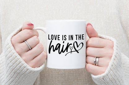 Love Is In The Hair Mug & Coaster Set Hairdresser Hairstylist Beautician Gift