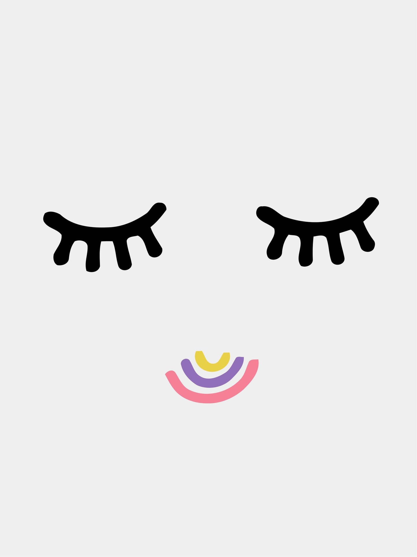 Cute Eyelashes Smile Colours Nursery Bedroom Boys Girls Wall Decor Poster Print