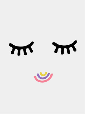 Cute Eyelashes Smile Colours Nursery Bedroom Boys Girls Wall Decor Poster Print