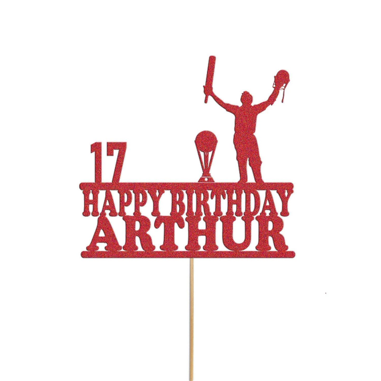 Personalised Cricket Birthday Cake Topper: Glitter Celebration Decor