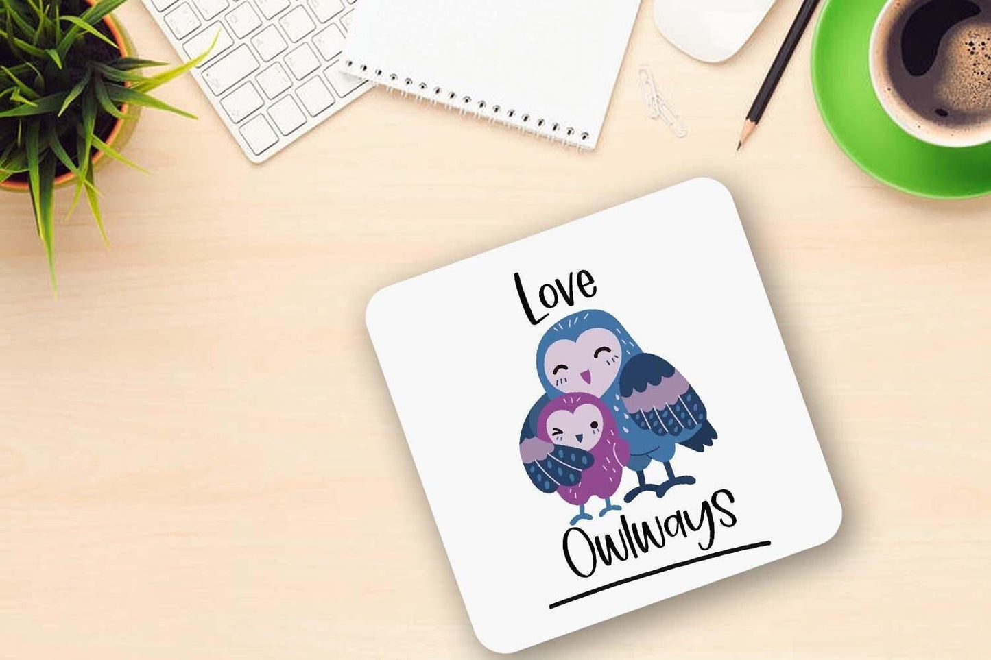 Love Owlways Mug And Coaster Gift Set Novelty Owl Coffee Mug Hot Chocolate Cup