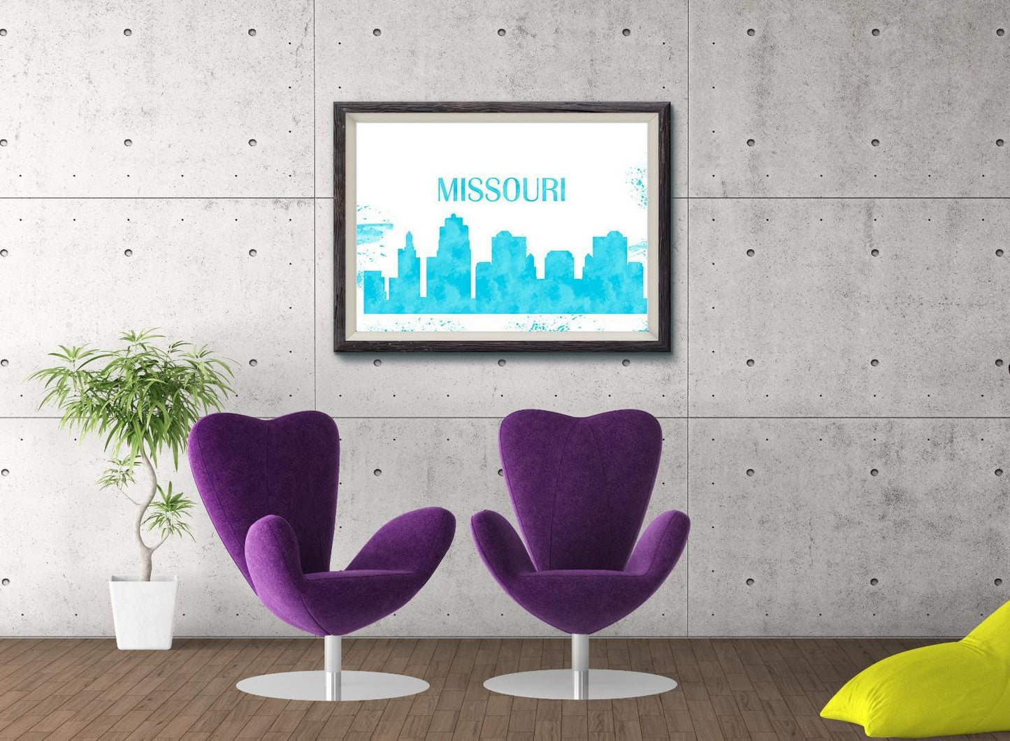 Usa America States Skyline Watercolour Colourful Wall Decor Poster Print Art