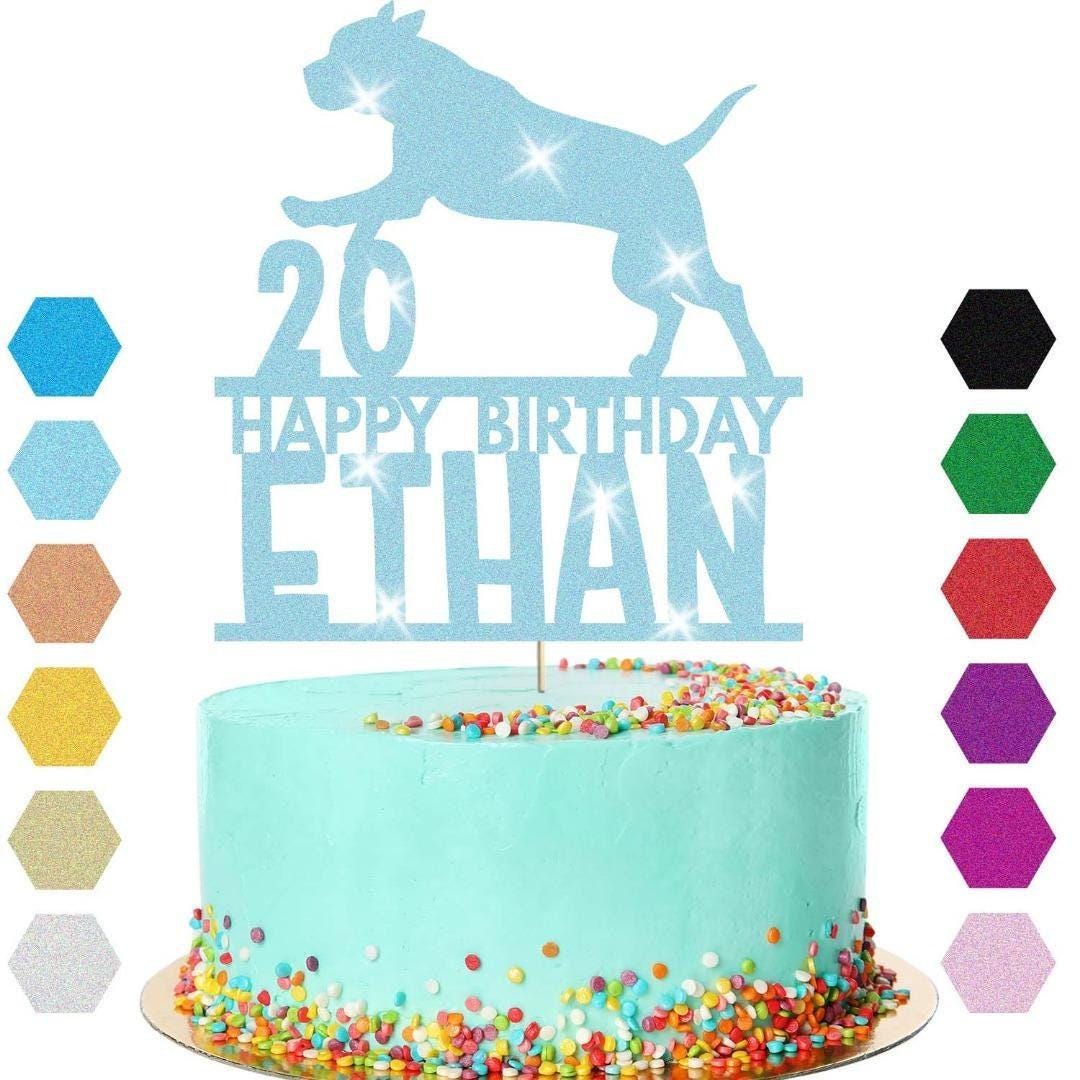 Dog Cake Topper Personalised Pup Puppy Doggy Birthday Decoration Any Name Age
