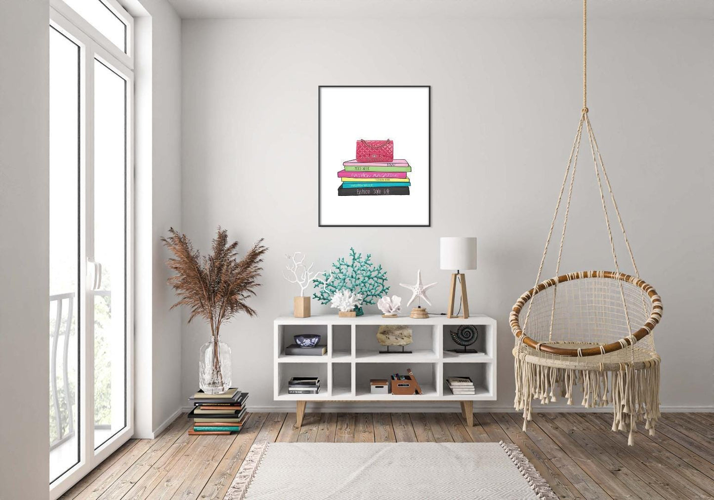 Handbag Books Girls Bedroom Modern Fashion Wall Art Home Room Decor Print Poster