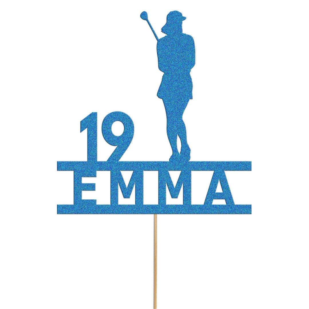 Custom Glitter Woman Golfer Cake Topper: Personalised Name & Age