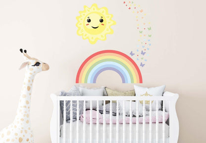 Sun Smiling Face Wall Sticker Kids Bedroom Nursery Boho Rainbow Sunshine Vinyl