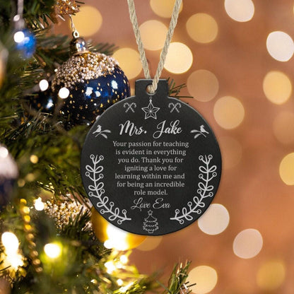 Personalised Christmas Bauble Thanksgiving Teacher Appreciation Xmas Tree Decoration Round Hanging Keepsake Gift