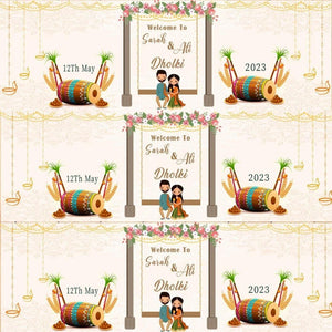2x Personalised Dholki Banners: Henna Mendhi Party Decor