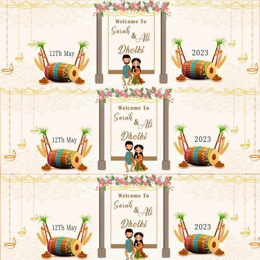 2x Personalised Dholki Banners: Henna Mendhi Party Decor