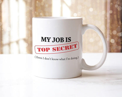 Top Secret Job Mug and Coaster Set: Funny Office Gift