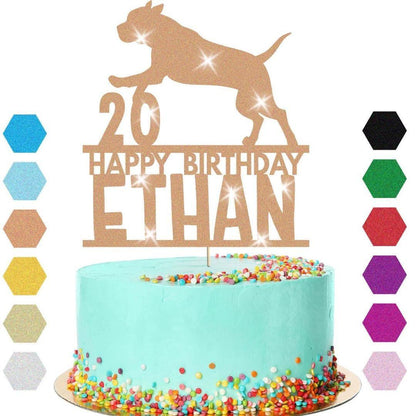 Dog Cake Topper Personalised Pup Puppy Doggy Birthday Decoration Any Name Age