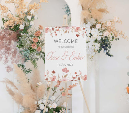 Personalised Wedding Welcome Sign: Floral Entrance Decor (A1-A4)