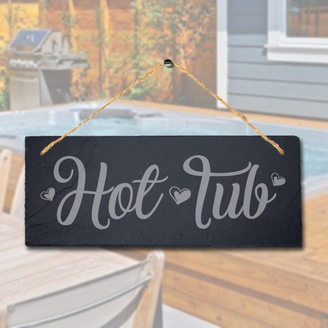 Hot Tub Love Laser Engraved Hanging Slate Pool Decor Ideal Gift Plaque Sign