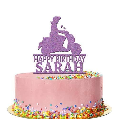 Personalised Acrylic Scooter Bike Travel Girls Birthday Cake Topper Decoration