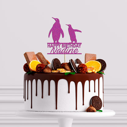 Custom Penguin Cake Topper Ideal for Animal Lovers' Birthday Cake Personalise with Any Name