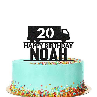 Personalised Acrylic Boy Name Truck Lorry Birthday Cake Topper Decoration Gift