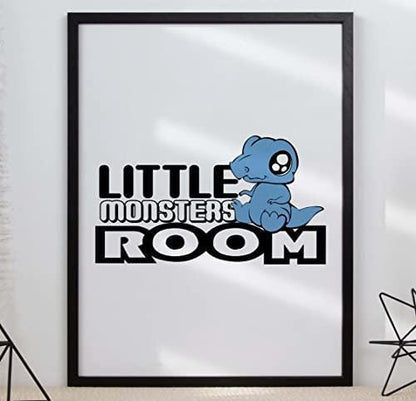 Little Monster Room Children Door Poster Decor Kids Boys Girls Poster Wall